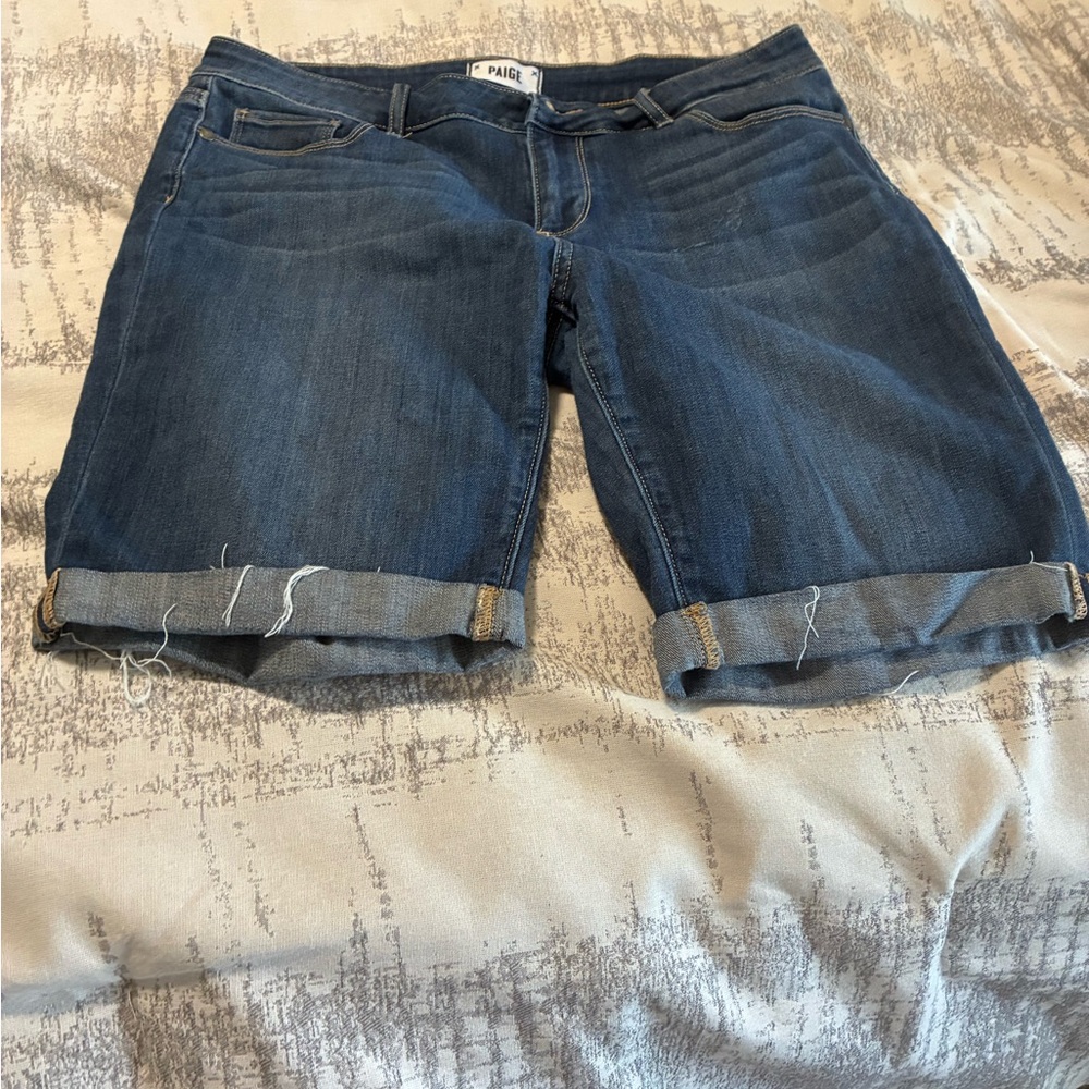 PAIGE Dark Blue Denim Shorts